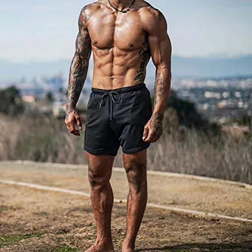 1 Piece Double Layer Men Sports Shorts Portable Men Fitness Shorts with Phone Pocket for Sports, Running, Fitness