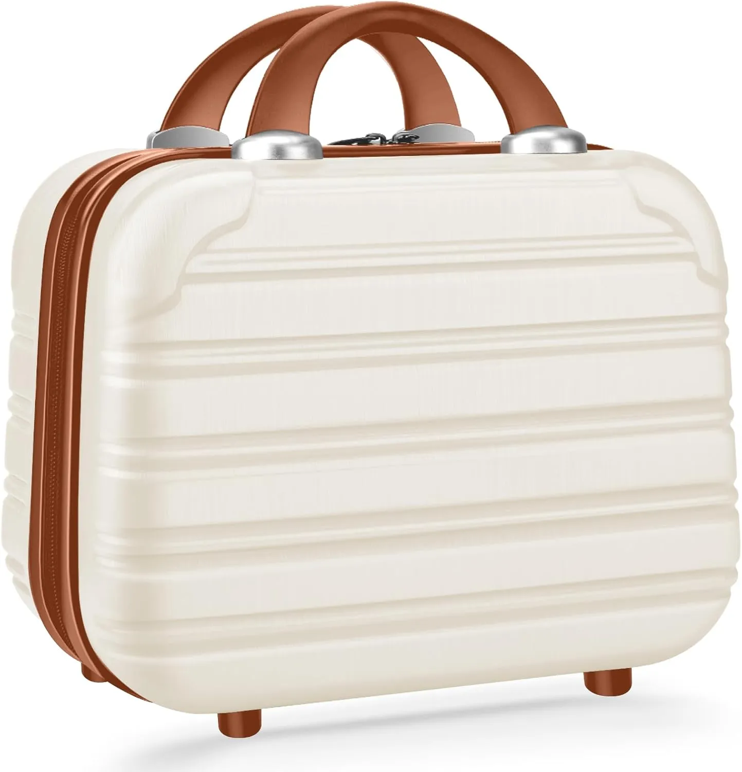 14 inch Hard Shell Makeup Train Case Portable PC ABS Mini Suitcase for Organizer Cosmetics Makeup Brushes Toiletry Beige