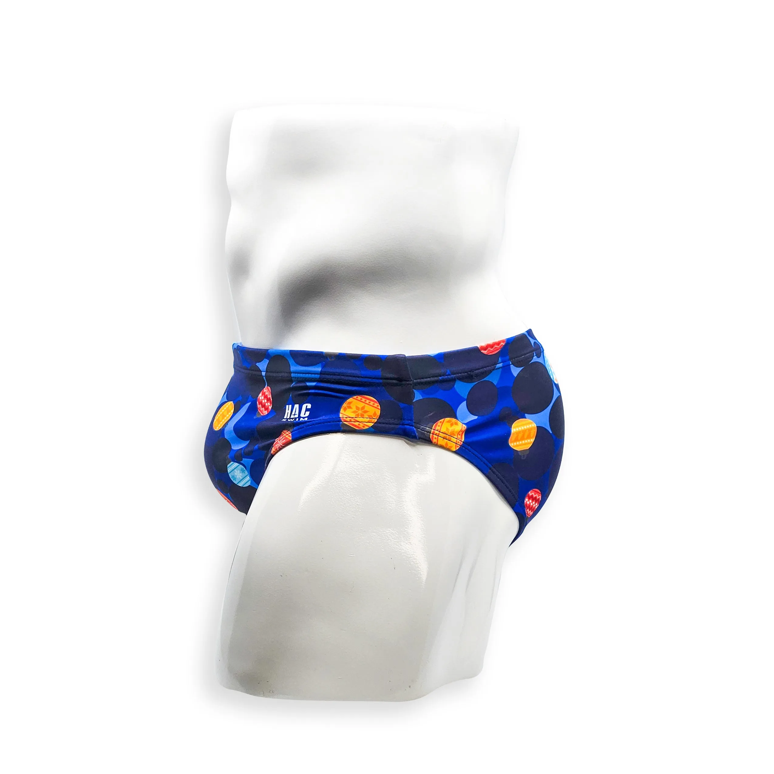 2 Inch Flat Front Swim Brief - Blue Christmas Ball