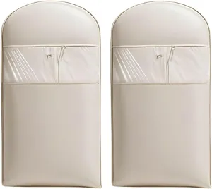 2 Pack Space Saving Hanging Garment Bag with SelfCompression Zipper, Down Coat Storage Bag Hanging Space Saver Closet Organizer, for Closet Storage