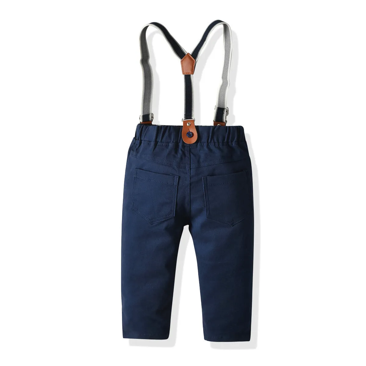 2 Pieces Set Baby Boys Birthday Party Bow Rompers And Solid Color Jumpsuits Wholesale 21110943