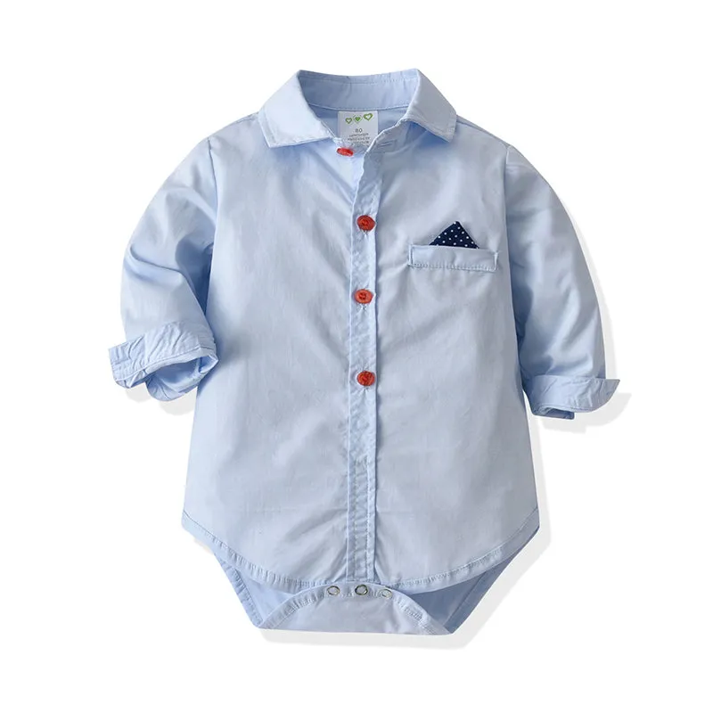2 Pieces Set Baby Boys Birthday Party Bow Rompers And Solid Color Jumpsuits Wholesale 21110943