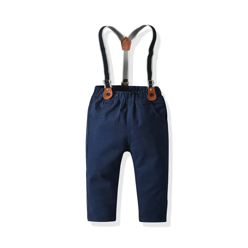 2 Pieces Set Baby Boys Birthday Party Bow Rompers And Solid Color Jumpsuits Wholesale 21110943