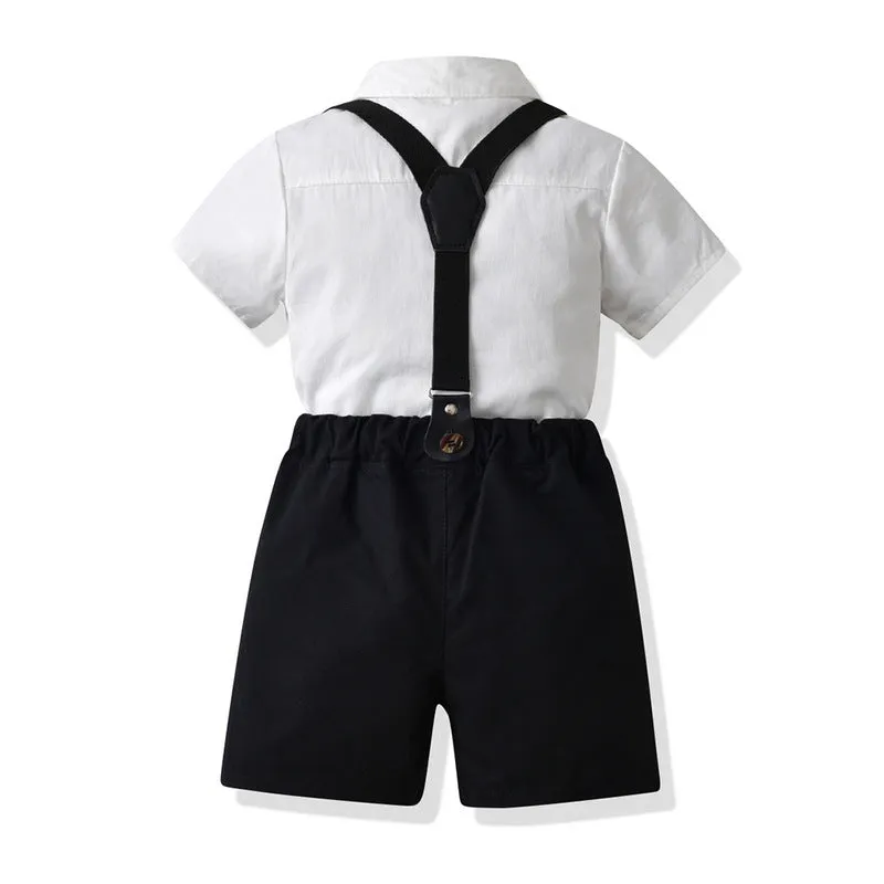 2 Pieces Set Baby Kid Boys Birthday Party Bow Shirts And Solid Color Rompers Wholesale 220302219