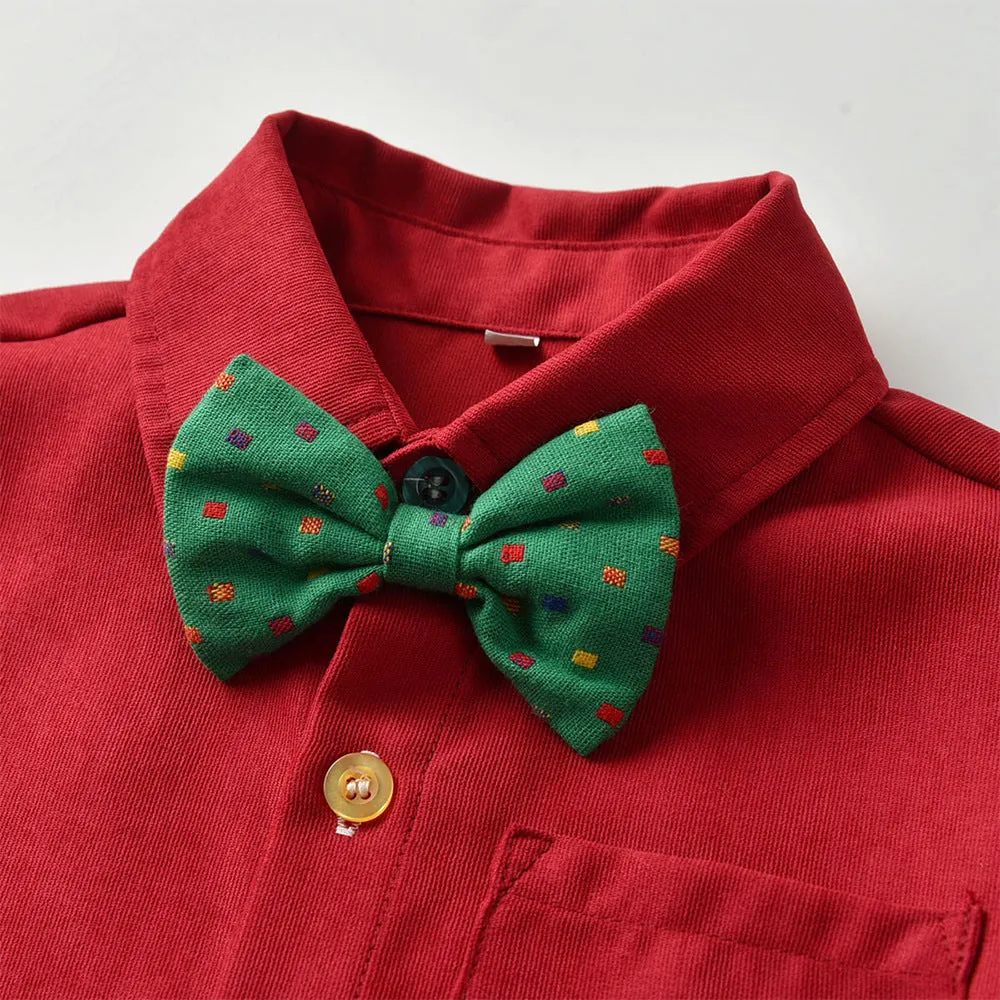 2 Pieces Set Baby Kid Boys Birthday Party Bow Shirts And Star Jumpsuits Wholesale 23041120