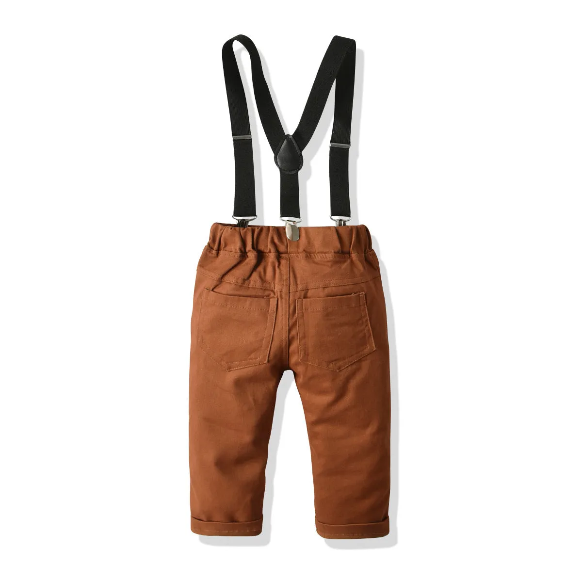 2 Pieces Set Baby Kid Boys Birthday Party Checked Bow Shirts And Solid Color Jumpsuits Wholesale 230105655