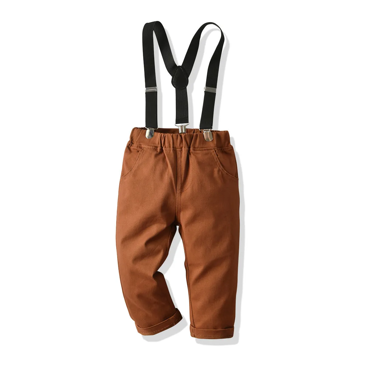 2 Pieces Set Baby Kid Boys Birthday Party Checked Bow Shirts And Solid Color Jumpsuits Wholesale 230105655