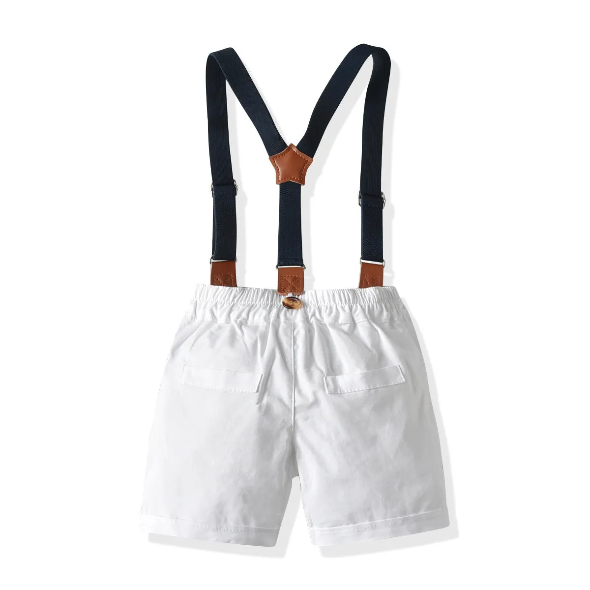 2 Pieces Set Baby Kid Boys Birthday Party Striped Bow Shirts And Solid Color Rompers Wholesale 22121449