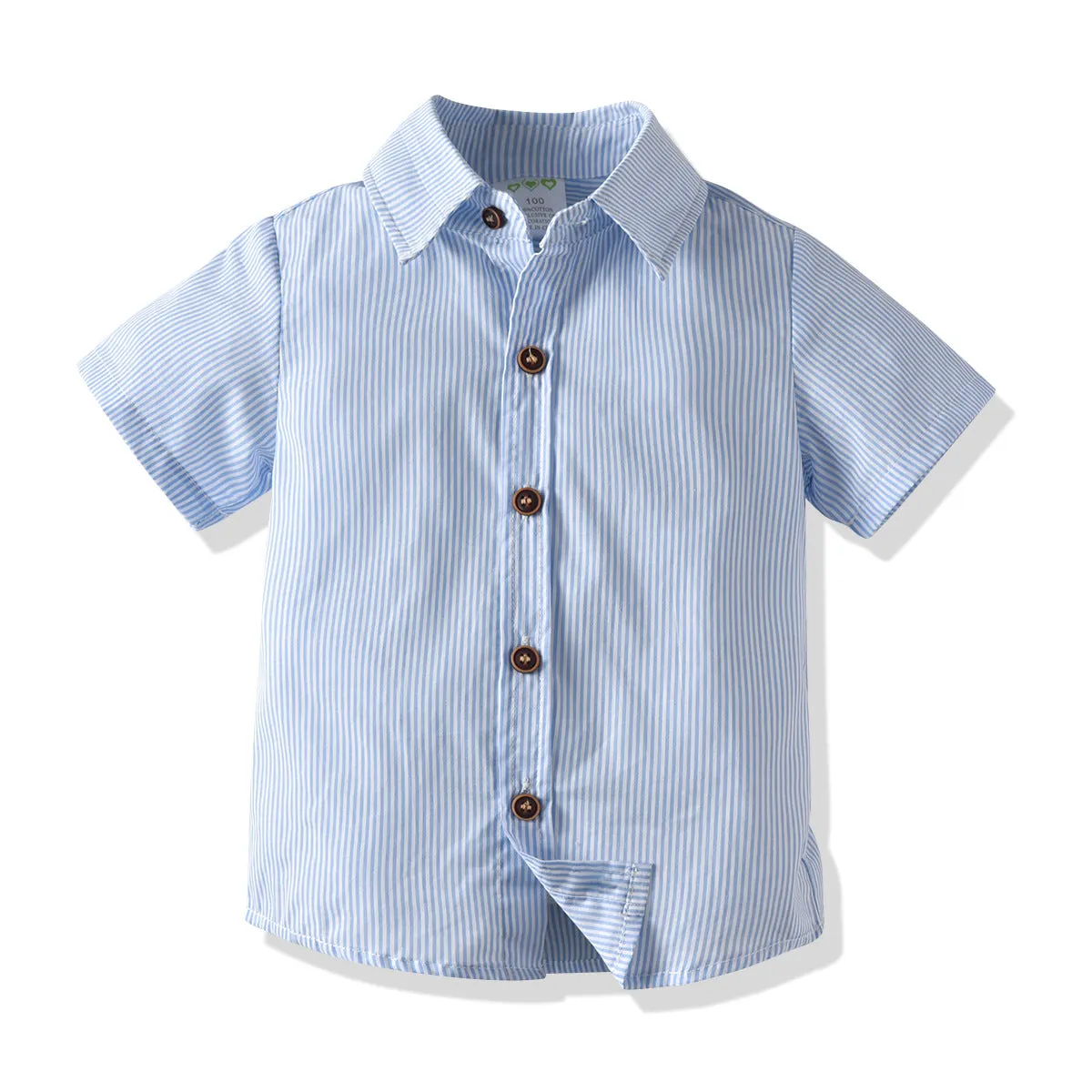 2 Pieces Set Baby Kid Boys Birthday Party Striped Bow Shirts And Solid Color Rompers Wholesale 22121449