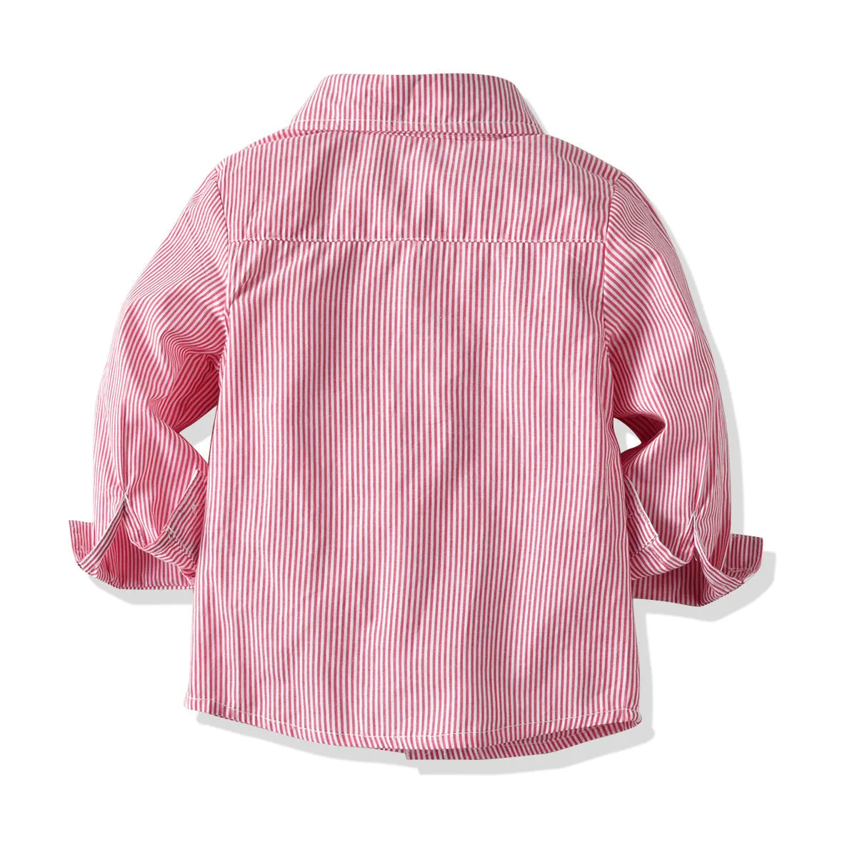 2 Pieces Set Baby Kid Boys Birthday Party Striped Polka dots Bow Shirts And Solid Color Jumpsuits Wholesale 21110934