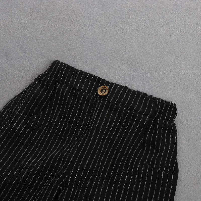 2 Pieces Set Baby Kid Boys Birthday Striped Color-blocking Bow Tops And Shorts Wholesale 22092014