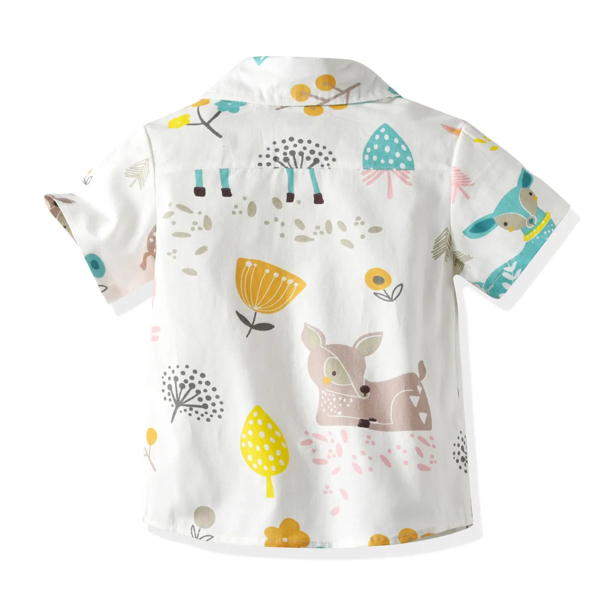 2 Pieces Set Baby Kid Boys Dressy Birthday Party Animals Bow Print Shirts And Striped Shorts Wholesale 211109664