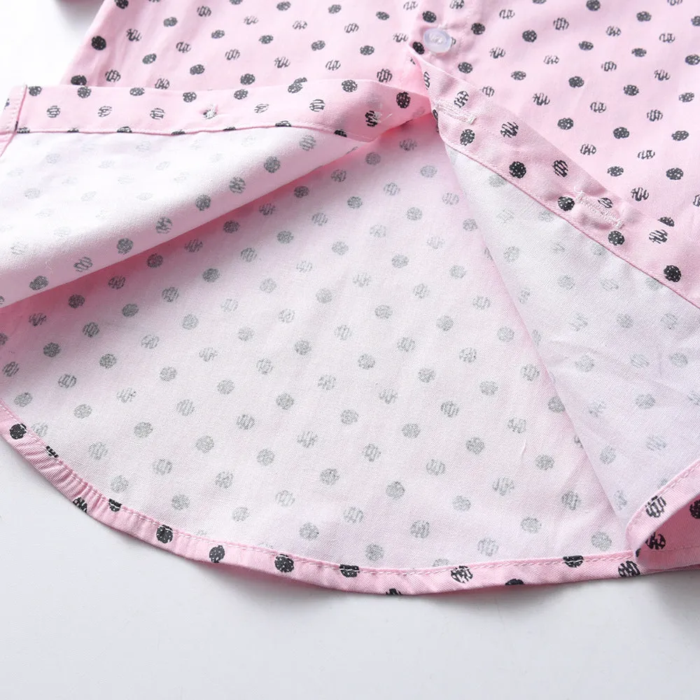 2 Pieces Set Baby Kid Boys Dressy Polka dots Bow Print Shirts And Solid Color Shorts Suits Wholesale 220526417