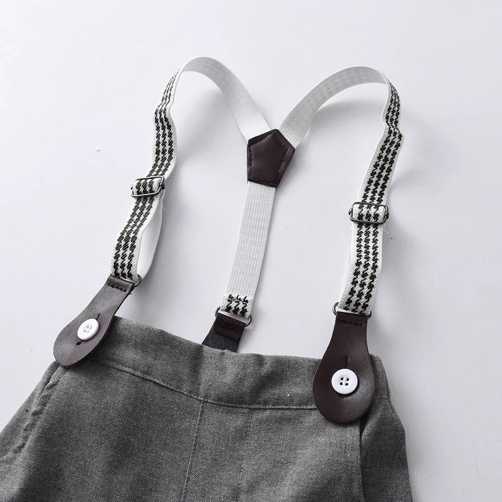 2 Pieces Set Baby Kid Boys Dressy Polka dots Bow Print Shirts And Solid Color Shorts Suits Wholesale 220526417
