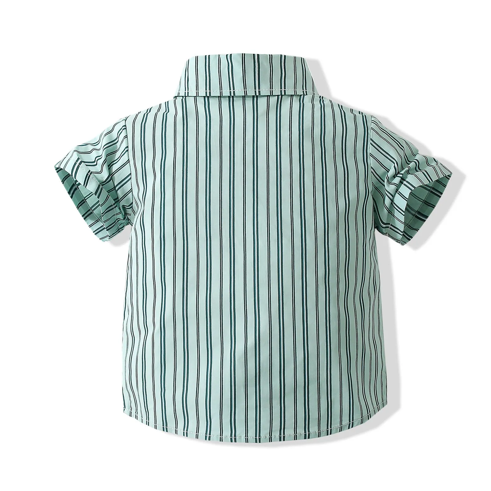 2 Pieces Set Baby Kid Boys Dressy Striped Bow Shirts And Solid Color Shorts Wholesale 220425284