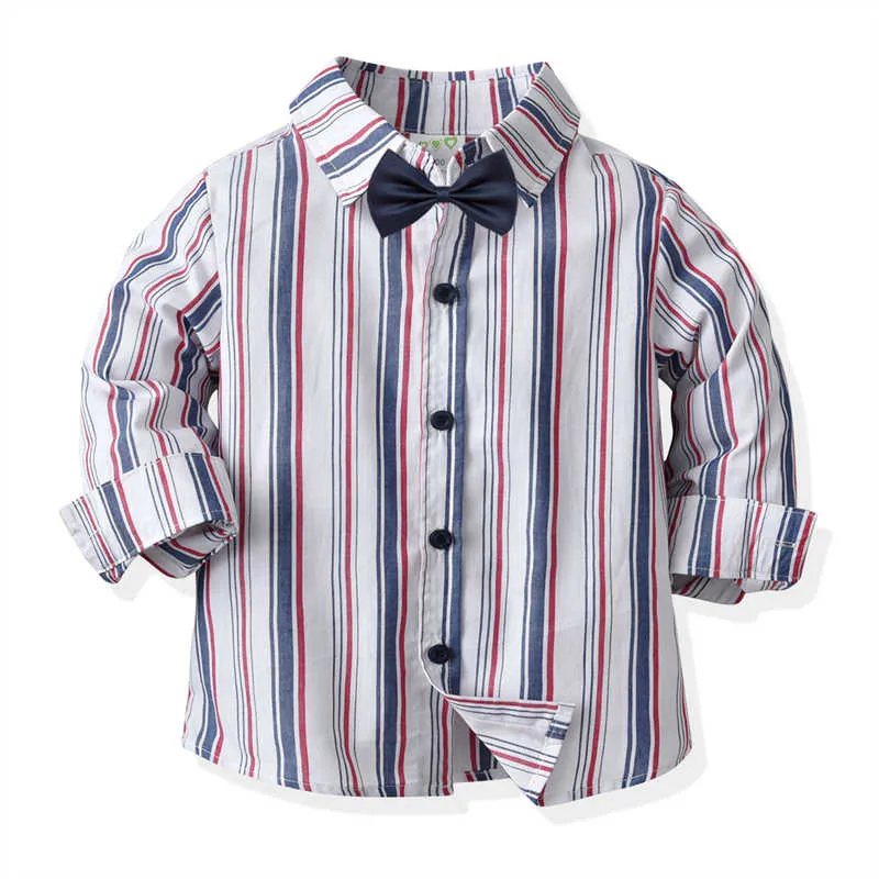 2 Pieces Set Baby Kid Boys Dressy Striped Bow Shirts And Suits Trousers Wholesale 211109433