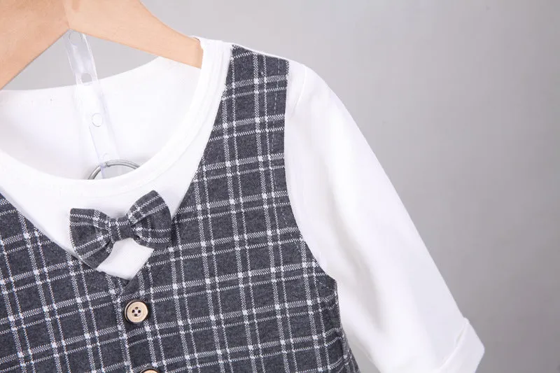 3 Pieces Set Baby Boys Checked Tops Blazers And Pants Wholesale 230129445