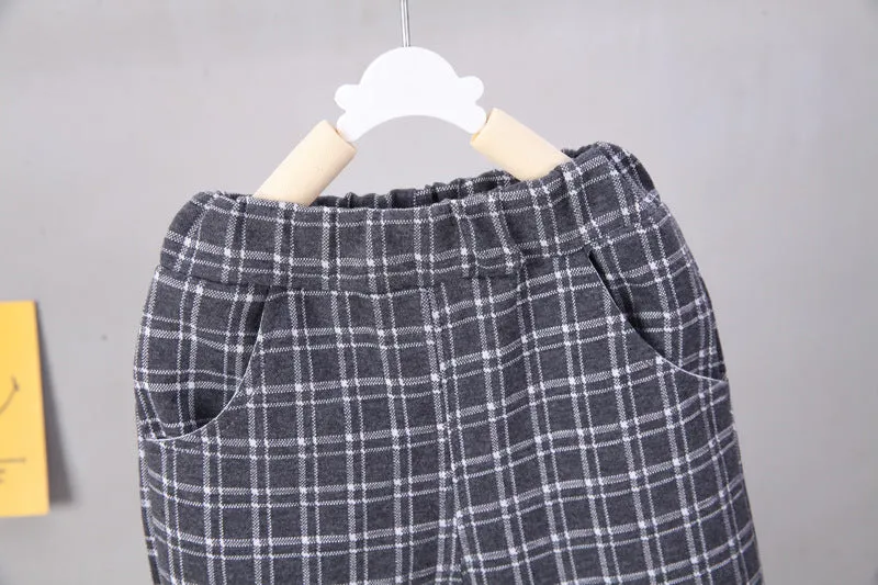 3 Pieces Set Baby Boys Checked Tops Blazers And Pants Wholesale 230129445