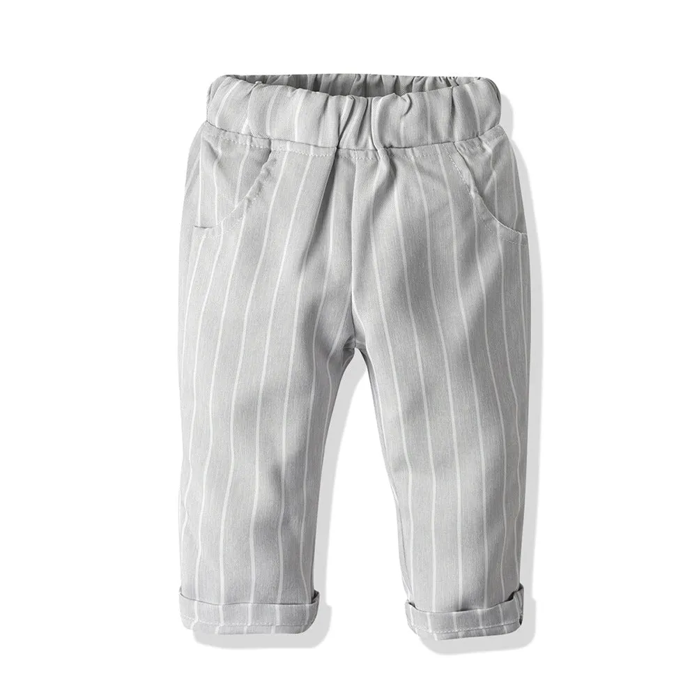 3 Pieces Set Baby Kid Boys Birthday Party Bow Shirts Striped Vests Waistcoats And Pants Wholesale 23041123