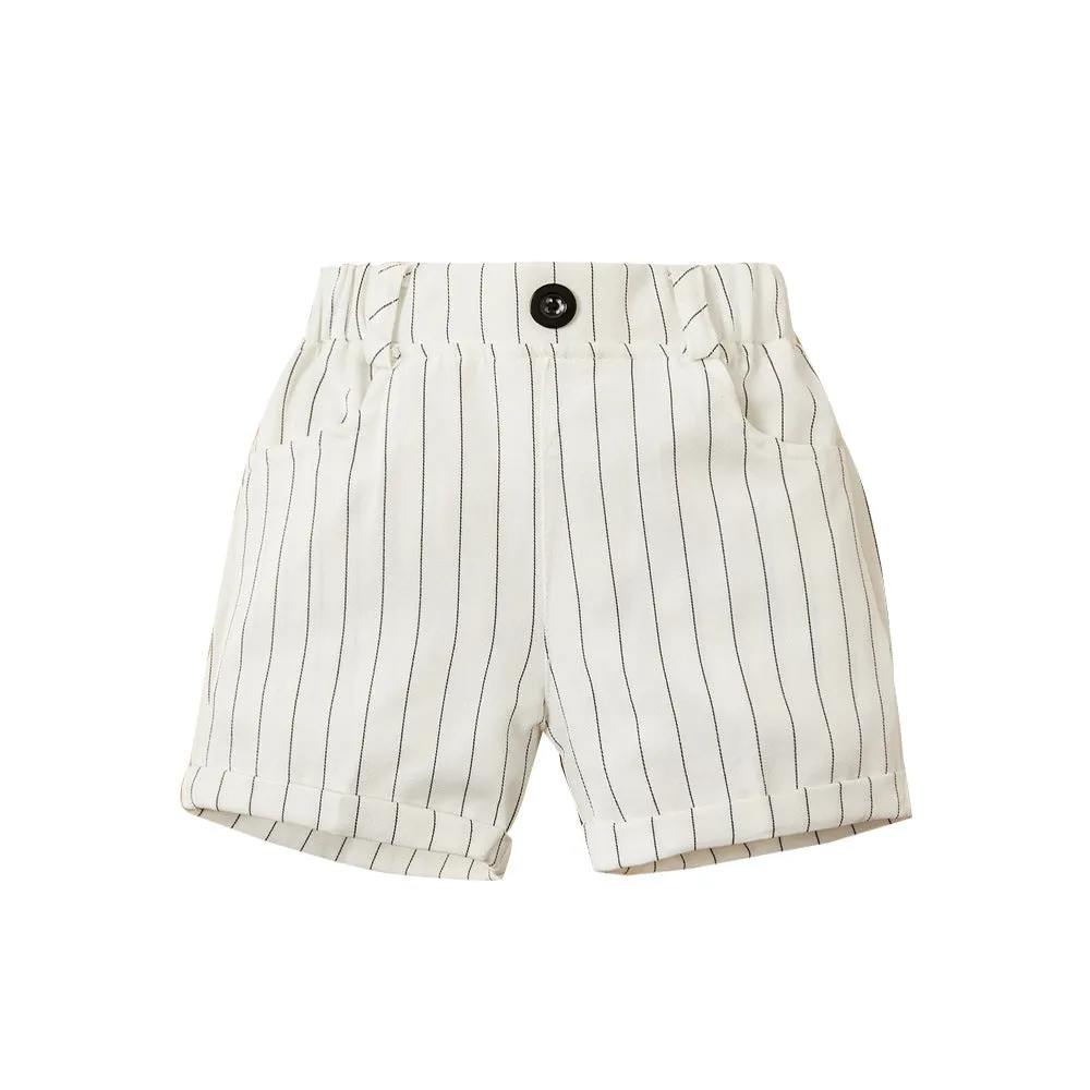 3 Pieces Set Baby Kid Boys Birthday Party Bow Shirts Striped Vests Waistcoats And Shorts Wholesale 220531244