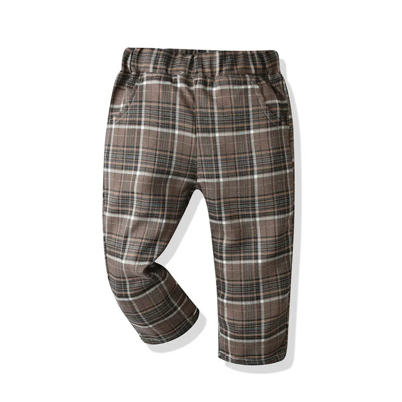 3 Pieces Set Baby Kid Boys Dressy Checked Vests Waistcoats And Solid Color Bow Shirts And Pants Suits Wholesale 230308592