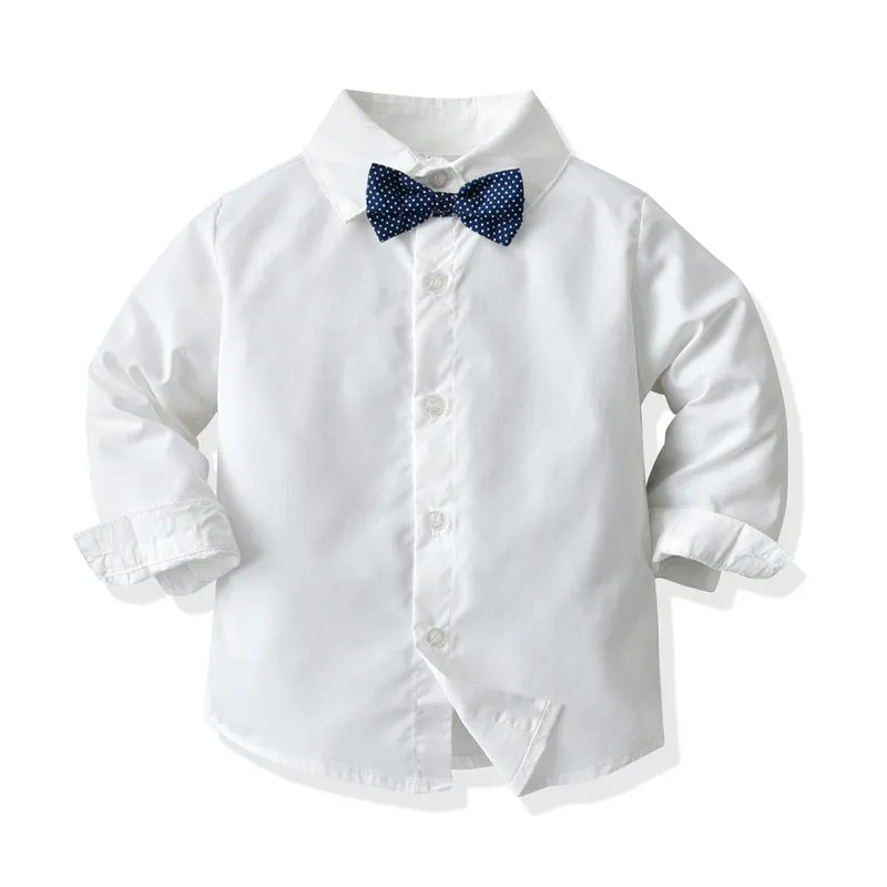 3 Pieces Set Baby Kid Boys Dressy Checked Vests Waistcoats And Solid Color Bow Shirts And Pants Suits Wholesale 230308592