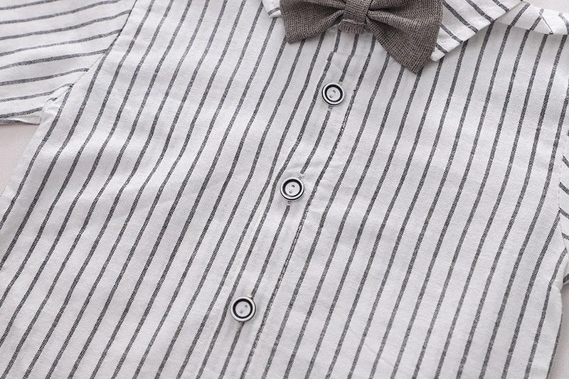 3 Pieces Set Baby Kid Boys Dressy Striped Bow Shirts Vests Waistcoats And Trousers Suits Wholesale 220929491