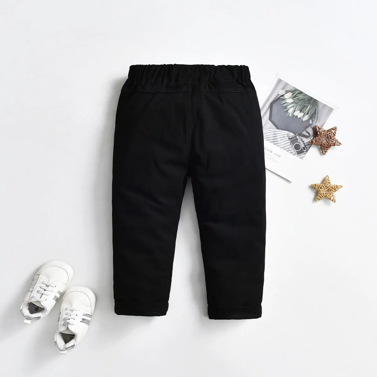 3 Pieces Set Baby Kid Boys Striped Bow Shirts Solid Color Pants And Crochet Sweaters Wholesale 211109284
