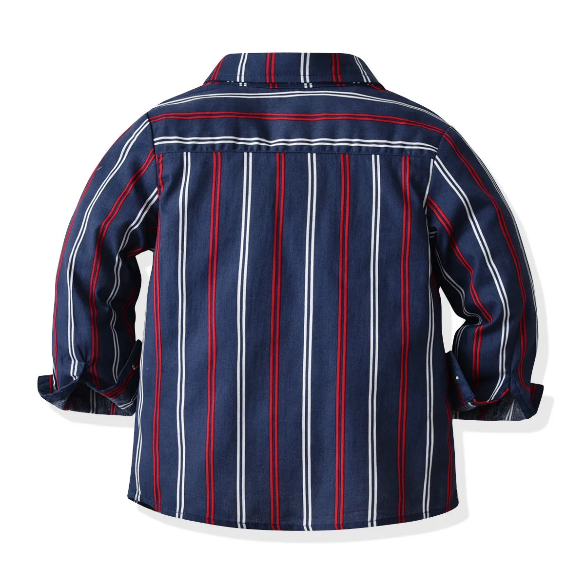 3 Pieces Set Baby Kid Boys Striped Bow Shirts Solid Color Pants And Crochet Sweaters Wholesale 211109284
