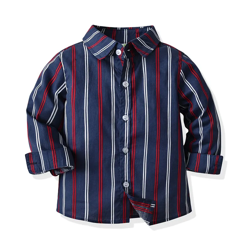 3 Pieces Set Baby Kid Boys Striped Bow Shirts Solid Color Pants And Crochet Sweaters Wholesale 211109284