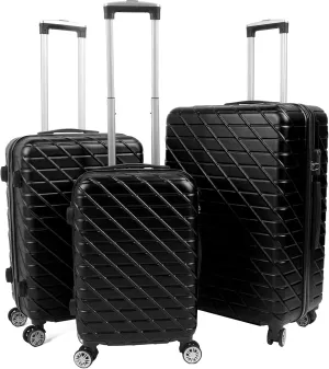 3PCS Luggage Set Spinner Wheel Hardshell Suitcase Lightweight with TSA Lock 150kg Load Capacity 20in 24in 28in (Black)