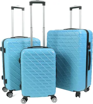 3PCS Luggage Set Spinner Wheel Hardshell Suitcase Lightweight with TSA Lock 150kg Load Capacity 20in 24in 28in (Blue)