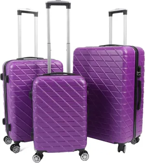 3PCS Luggage Set Spinner Wheel Hardshell Suitcase Lightweight with TSA Lock 150kg Load Capacity 20in 24in 28in (Violet)