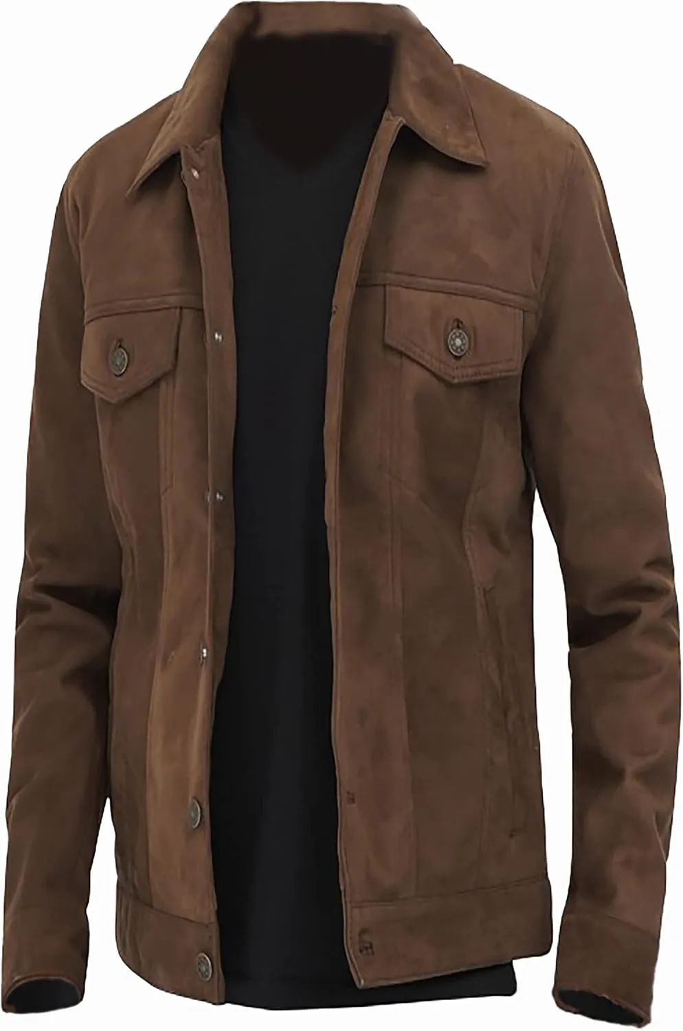 ABz Leathers Men's Suede Leather Jacket. Mens Brown Logan Cowboy Suede Jacket. Biker Vintage Brown Jacket Winter outwear.