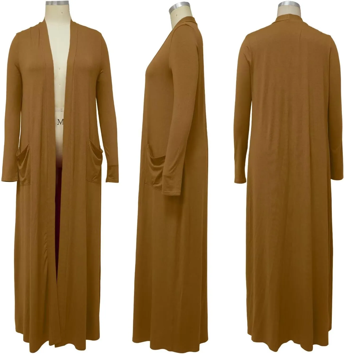 Adogirl Women's Long Sleeve Lightweight Soft Cover Ups Outerwear Casual Open Front Maxi Drape Cardigans with Pockets