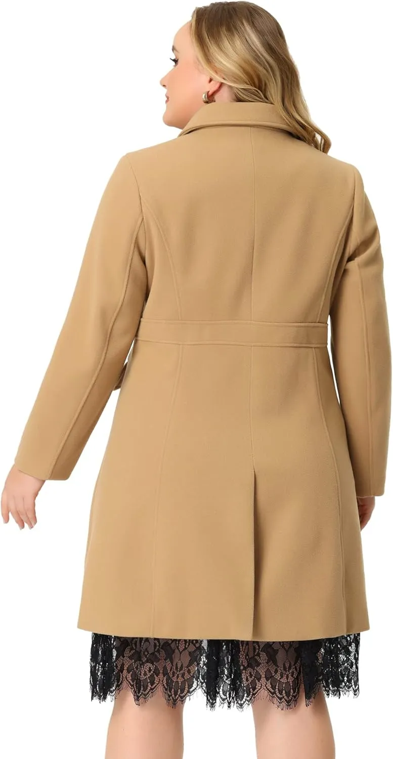 Agnes Orinda Plus Size Coat for Women Peter Pan Collar Single Breasted Winter Long Coats