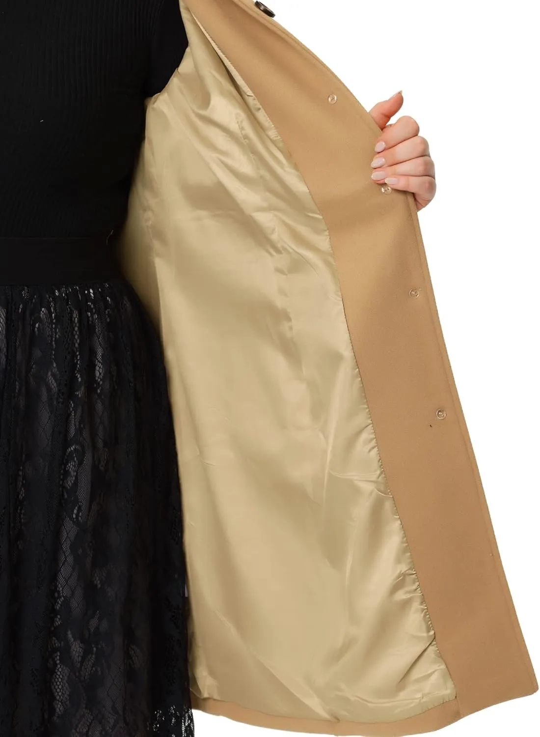 Agnes Orinda Plus Size Coat for Women Peter Pan Collar Single Breasted Winter Long Coats