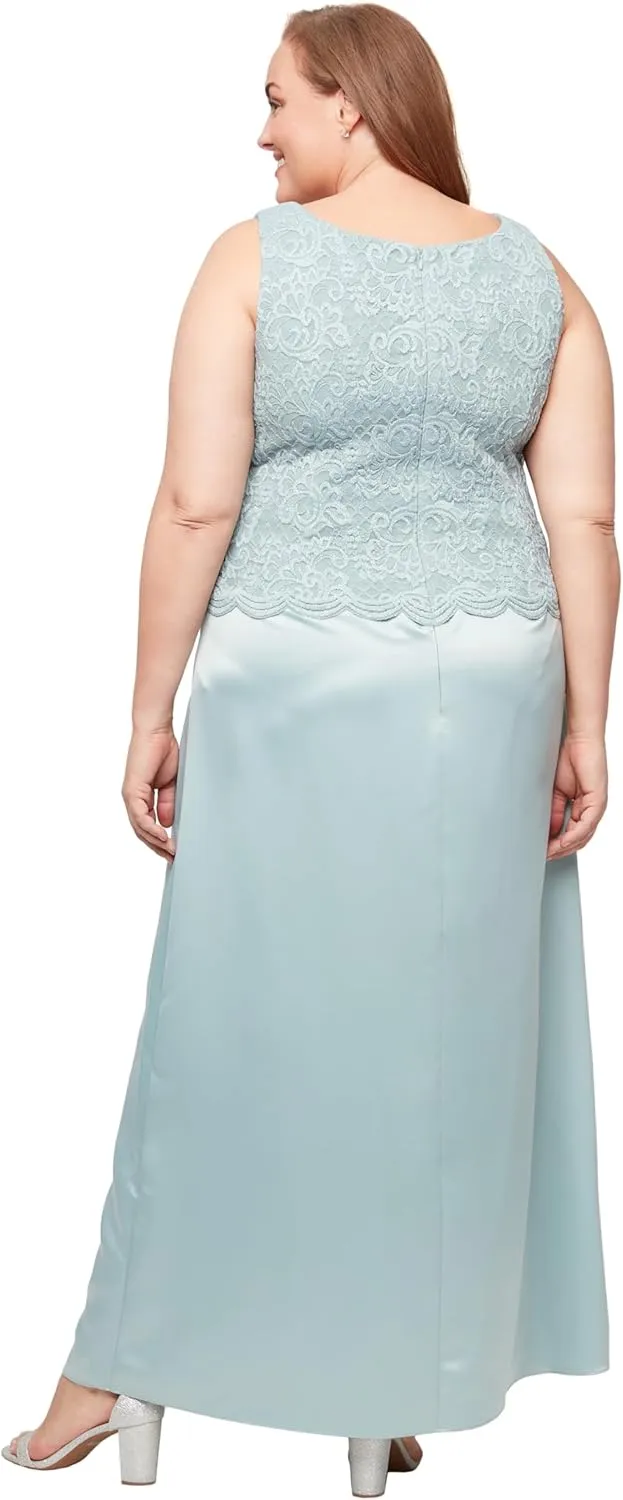 Alex Evenings Women's Plus Size Long A-Line Mock Dress with Jacket