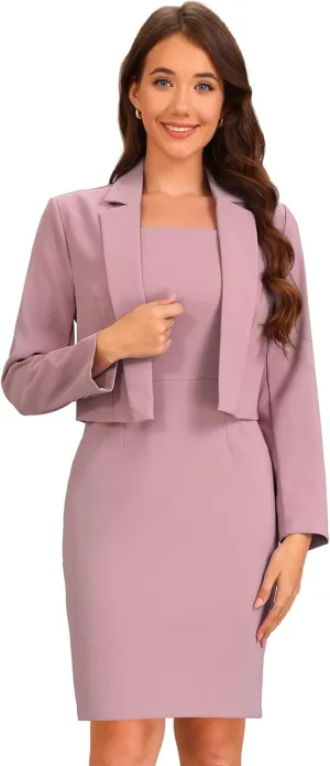 Allegra K Business Blazer Dress Suit Sets for Women Casual Long Sleeve Blazer and Sleeveless Dresses Work Office Outfits