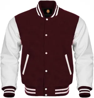 AMAZEE Cow leather Sleeves Genuine Wool Body Jacket Letterman Baseball Bomber Varsity Jackets