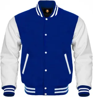 AMAZEE Wool Body Leather Sleeves 38 Colors Option Letterman Baseball Bomber Varsity Jacket