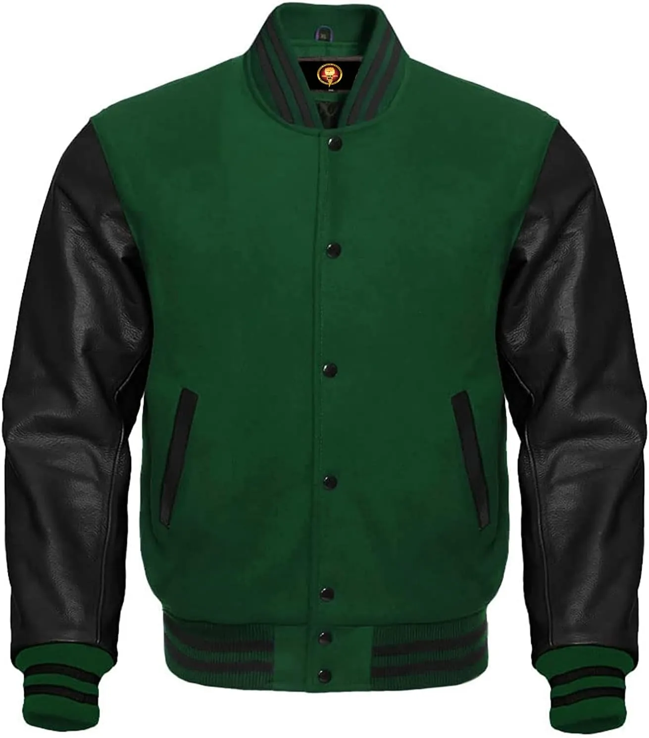AMAZEE Wool Body Leather Sleeves 38 Colors Option Letterman Baseball Bomber Varsity Jacket