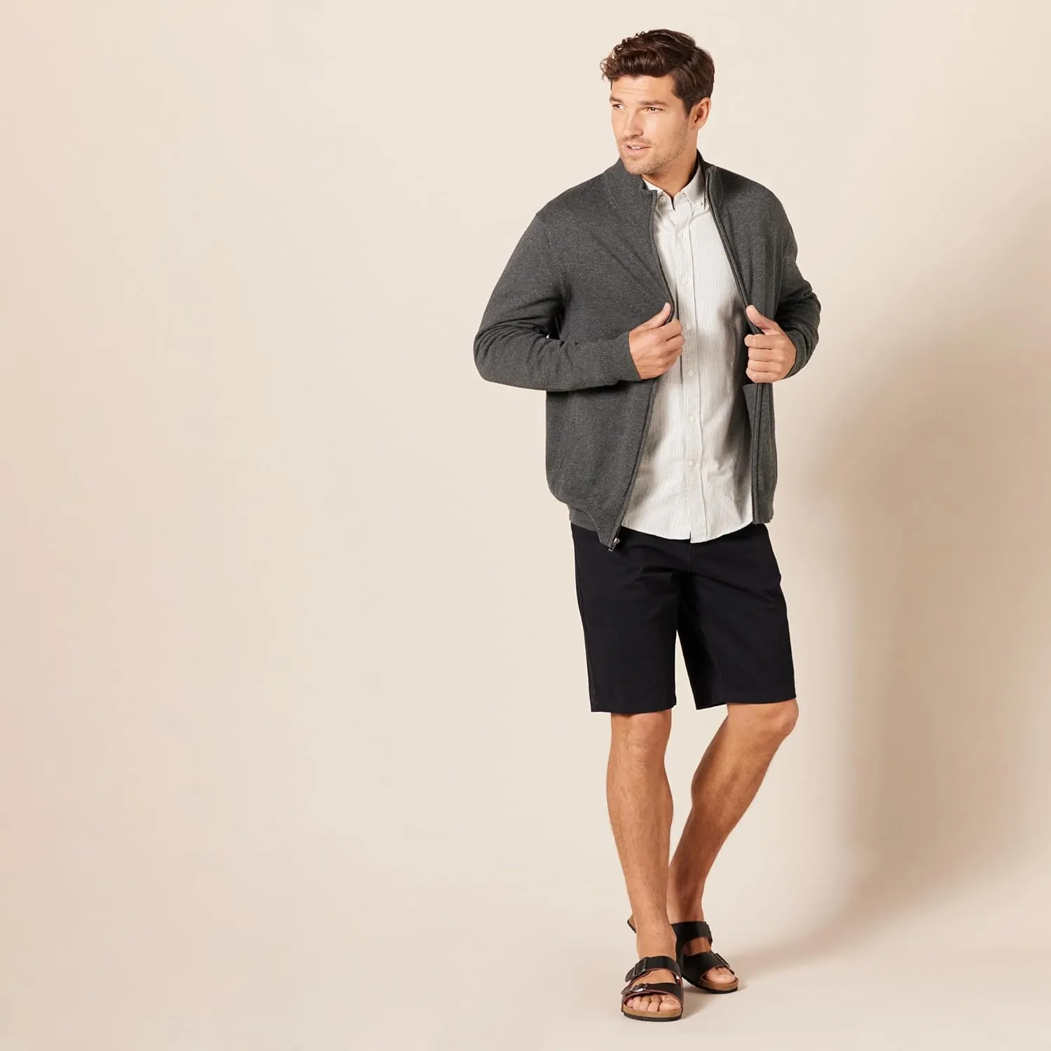 Amazon Essentials Men's Slim-Fit 11" Flat-Front Comfort Stretch Chino Short