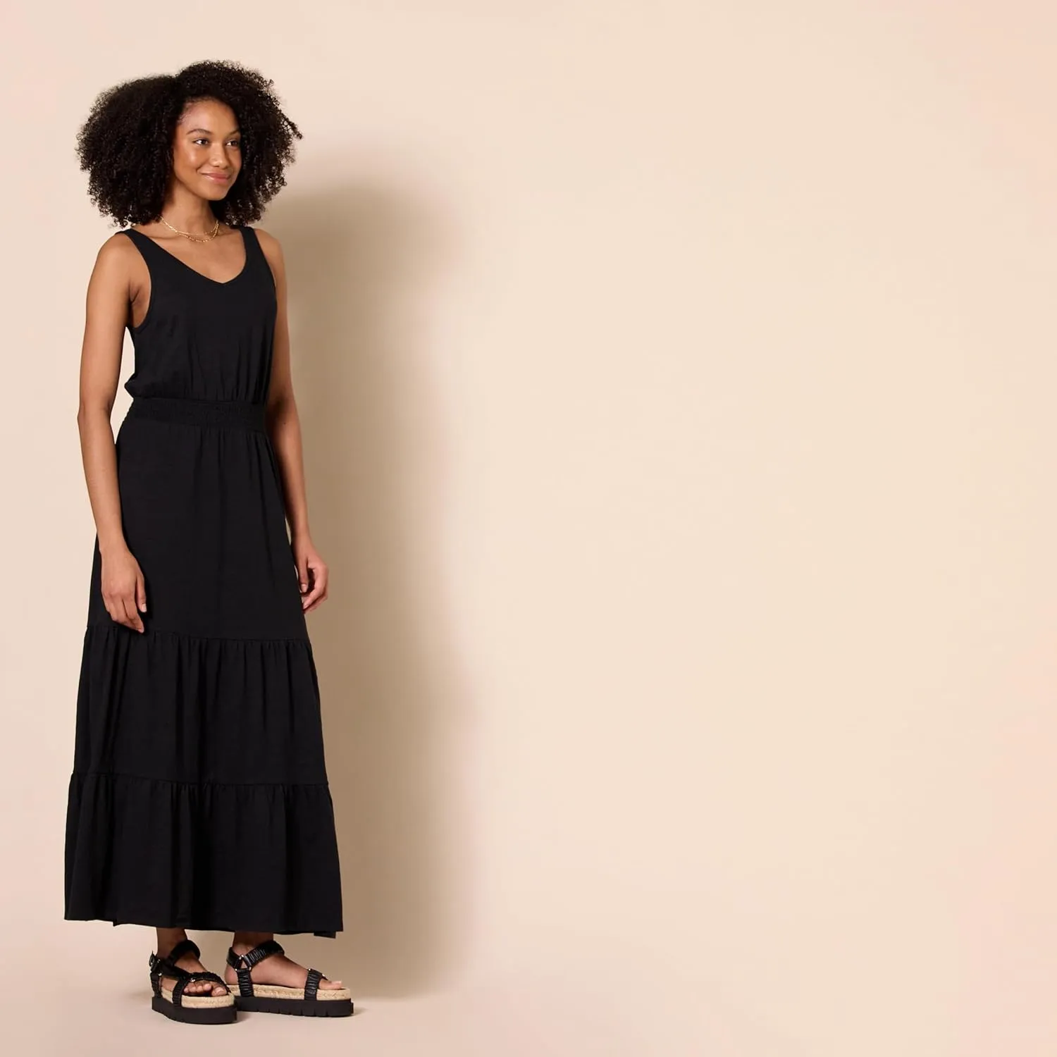 Amazon Essentials Women's Sleeveless Elastic Waist Summer Maxi Dress (Available in Plus Size)