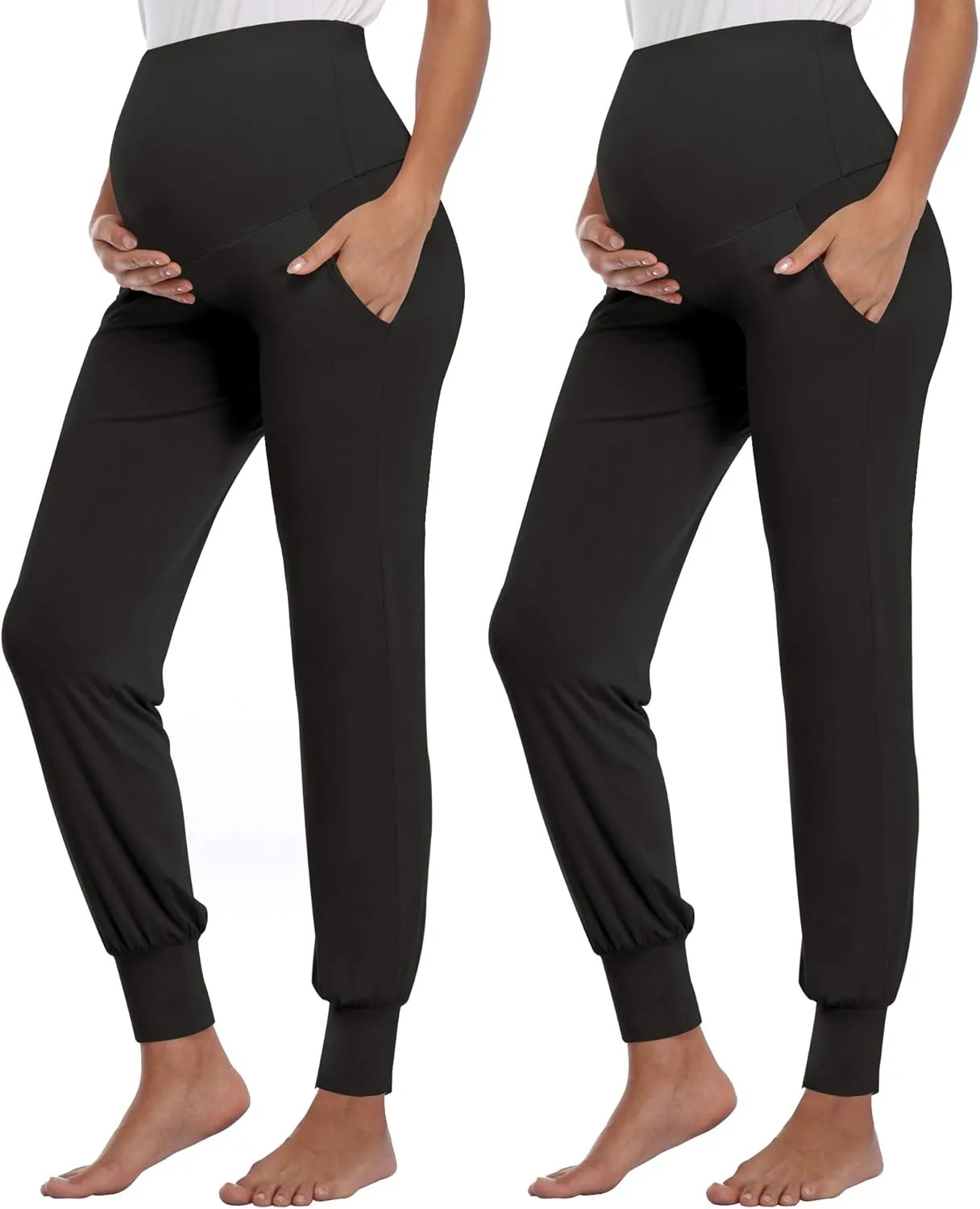 AMPOSH Women's Maternity Pants Stretchy Lounge Workout Pants Casual Loose Comfy Pregnancy Joggers with Pockets