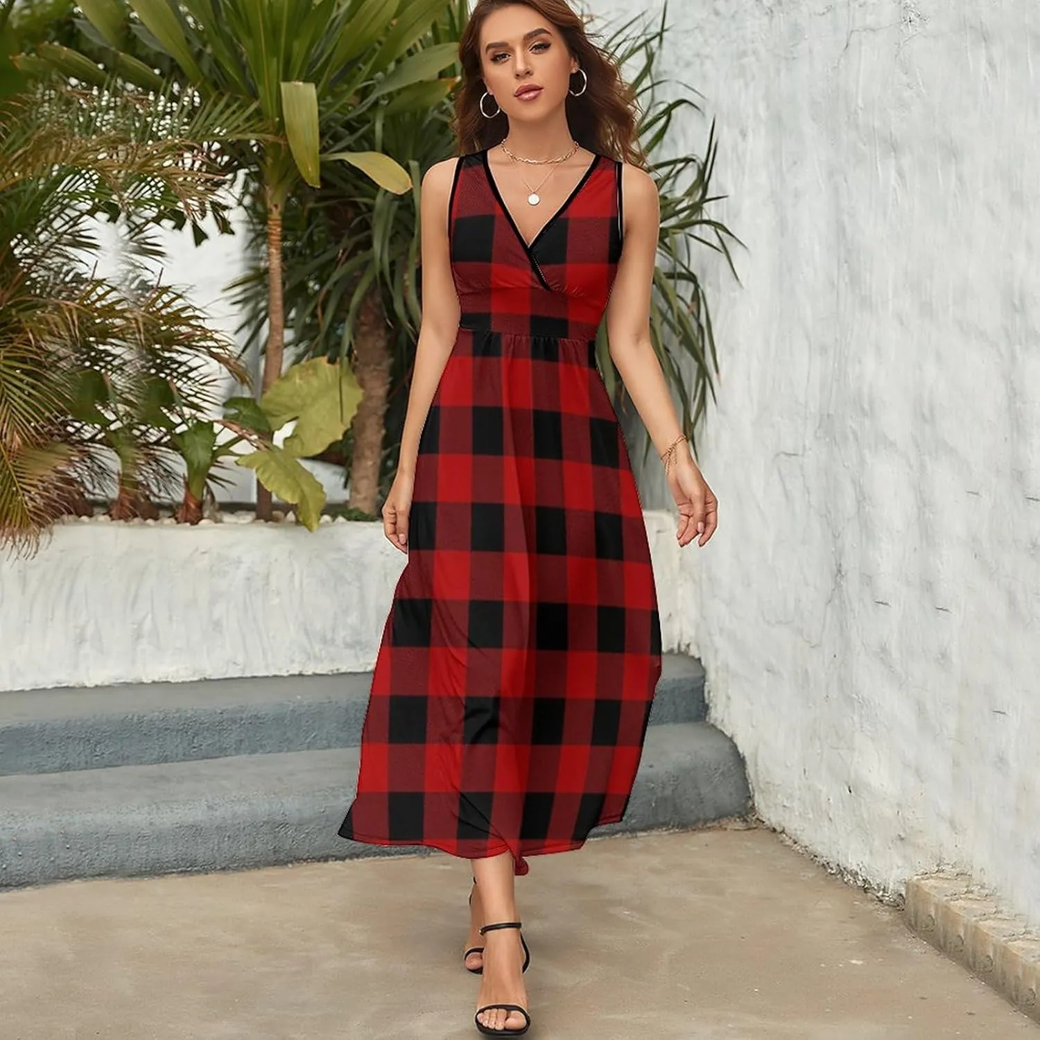 AMRANDOM Women Summer Casual Sleeveless Long Tank Vest Dresses S-3XL
