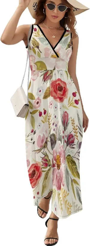 AMRANDOM Women Summer Casual Sleeveless Long Tank Vest Dresses S-3XL
