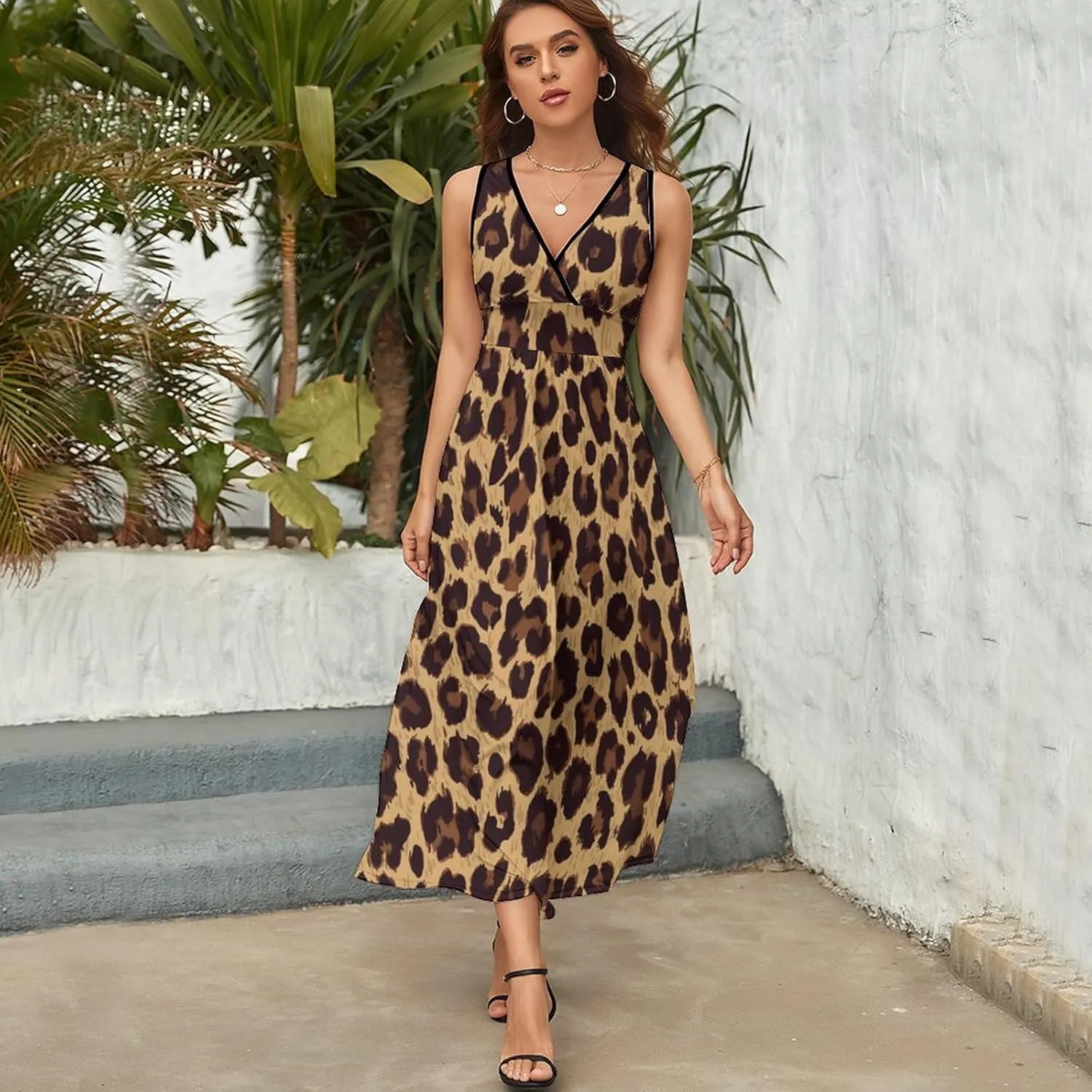AMRANDOM Women Summer Casual Sleeveless Long Tank Vest Dresses S-3XL