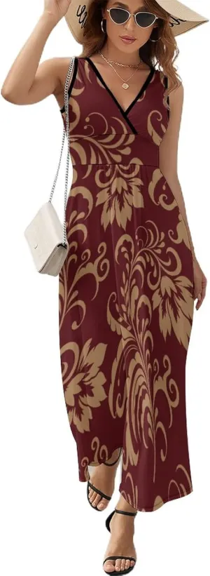 AMRANDOM Women Summer Casual Sleeveless Long Tank Vest Dresses S-3XL