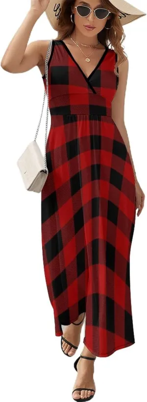 AMRANDOM Women Summer Casual Sleeveless Long Tank Vest Dresses S-3XL